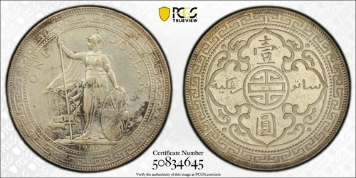 1900-B Great Britain Silver Trade Dollar PCGS AU Details Cleaned
