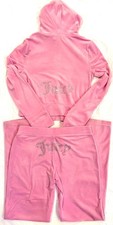 Juicy Couture Bling Velour Tracksuit Hoodie  Pants Set FLORAL BLOOM PINK M NWT