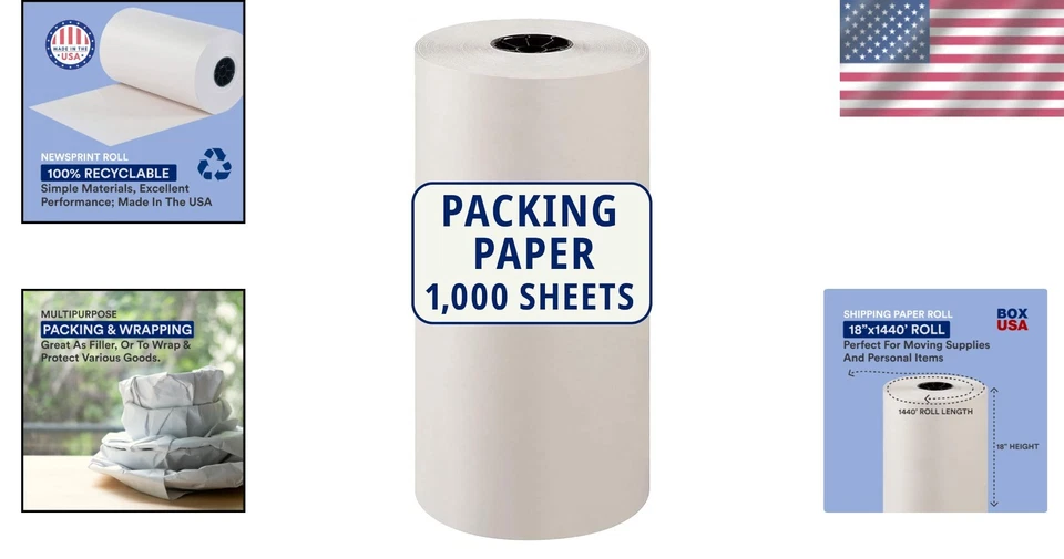 Heavy Duty Packing Paper Roll - 1440ft x 18" - 1000 Sheets - Image 2 of 4