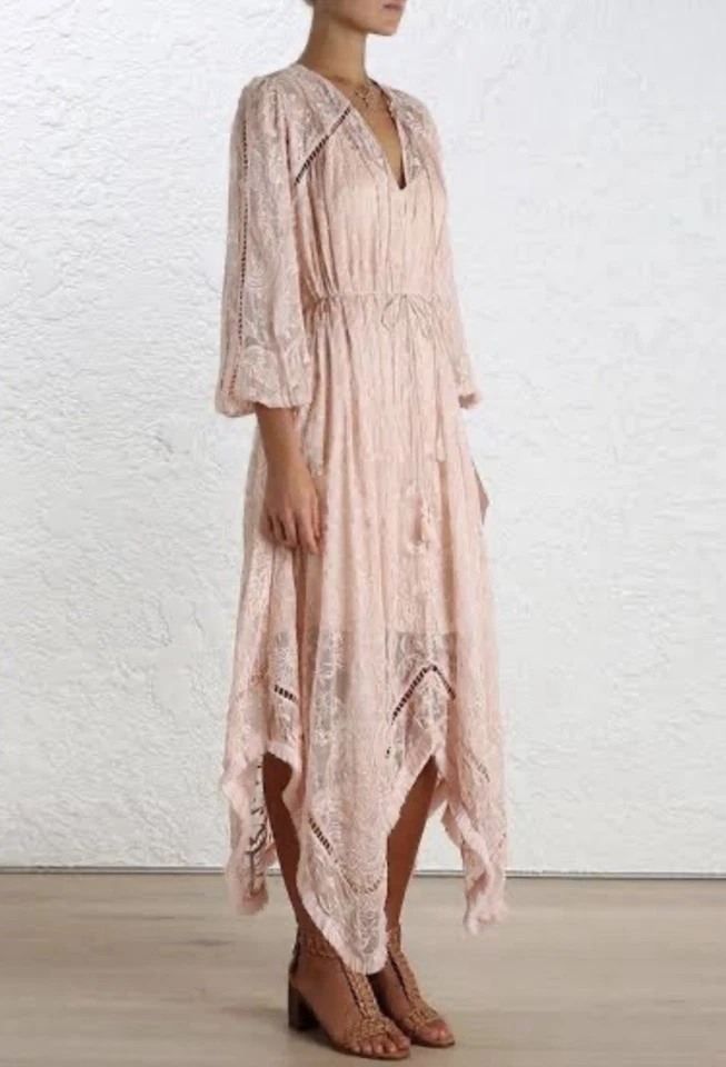 ZIMMERMANN HENNA FLOATING FRINGE DRESS SIZE 0 AU/UK 8 US 4