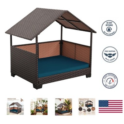 Durable Elevated Dog Shelter with Canopy - 39x30x41in for Ultimate Pet Comfort