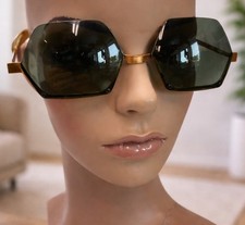 Vintage Polaroid Cool Ray 320 Gold Hex Sunglasses Green Lenses Fashion