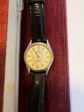 Omega Watch Women De Ville Quartz Vintage Gold Dial Swiss Made