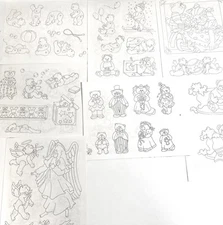 7 Vintage Iron On Transfer Individual Pattern Lot Stuffed Toy Bear Theme Iron-On