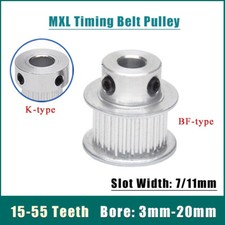 MXL 15-55 Teeth Timing Belt Pulley BF/K Type Synchronous Wheel Bore 3mm-20mm