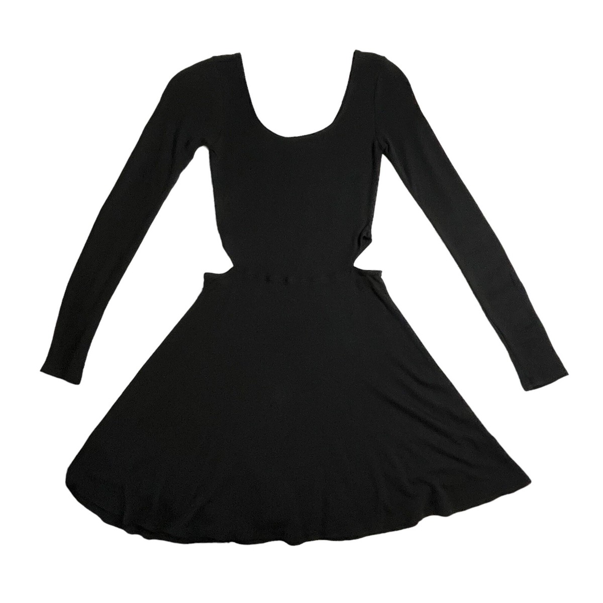 Garage Long Sleeve Black Skater Dress With Side Cut Outs Size XS | eBay