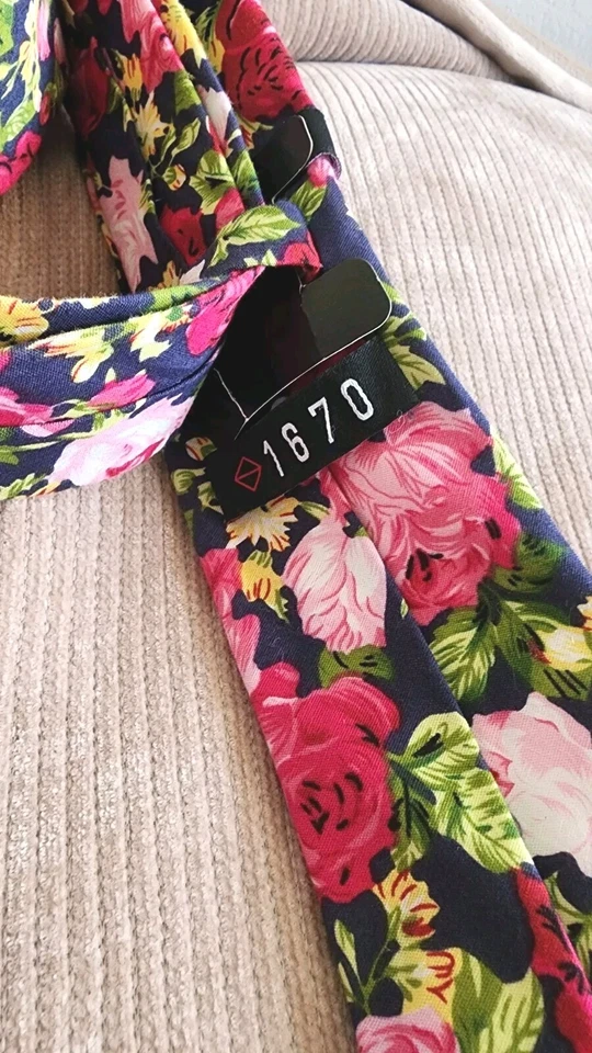 Corbata de cuello ajustada 1670 Nordstrom para hombre azul marino rojo rosa rosas floral trabajo de boda Foto 3 de 4