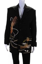 Co Considered Objects Womens Metallic Applique Kimono Blazer Black Gold Medium