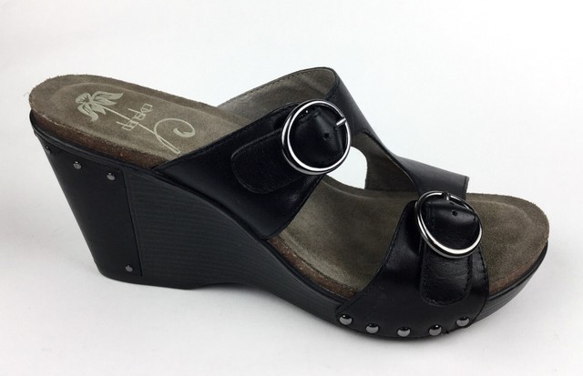 dansko black wedge sandals