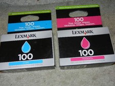 2 Genuine Lexmark 100 color Ink Cartridges Magenta cyan cartridge inkjet jet