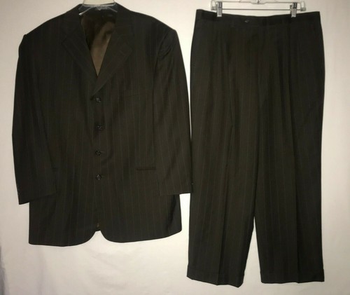 VANETTI 2 PIECE SUIT BROWN BLUE STRIPES 