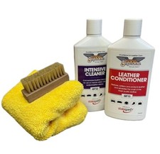 Gliptone Leather Cleaner Kit GT12 & Conditioner GT11 Hog Hair Brush + MF Cloth