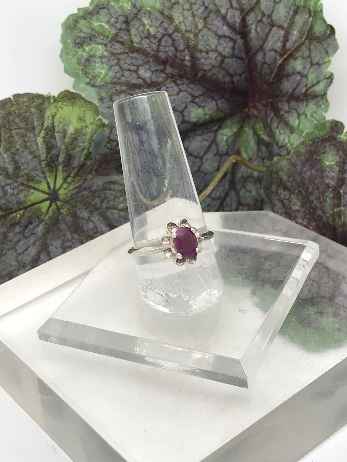 Solitaire Oval Red Ruby Flower Prong Setting 925 … - image 9