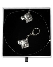 Weimaraner 2 - keyring, necklace, set with a dog in white box, Art Dog UK