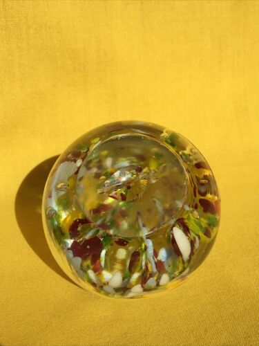 Vintage Colourful Lampwork Confetti Art Glass Paperweight Pontil Mark Unsigned - Picture 7 of 8
