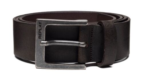 REPLAY Leather Belt W100 cinturón accesorio negro marrón nuevo - Imagen 1 de 1