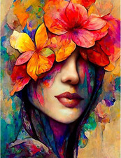 Diamond Painting Kits for Adults - DIY 5D Diamond Art Kits Full Woman's Flower