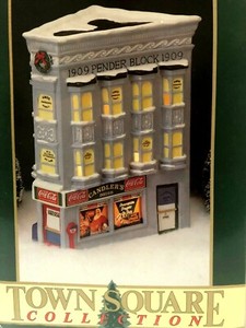 Coca-Cola Chandler's Drugs 1992 collezione Town Square vintage nuova con scatola illuminata