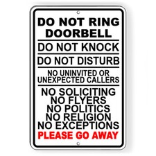 Do Not Ring Doorbell Knock Do Not Disturb No Soliciting Sign METAL I159
