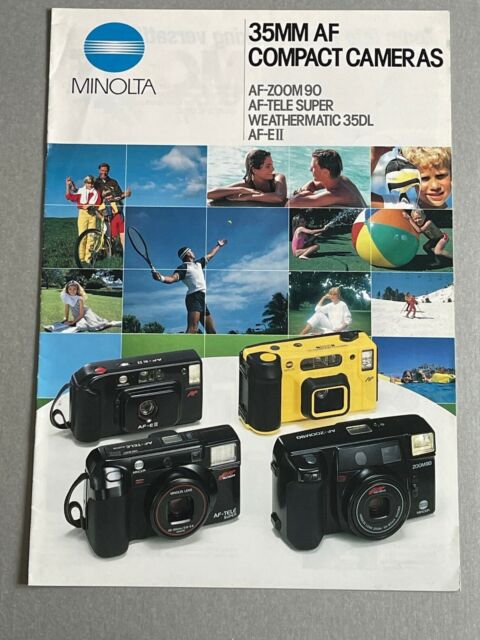 Minolta 35mm AF Compact Cameras A4 Paper Brochure 10 Pages early 1990's