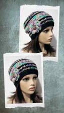crochet handmade womans flower hat beanie ombre shadow puffs
