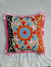 Indian Handmade Suzani Cushion Cover Size 16x16 Decorative Cushion Cover
