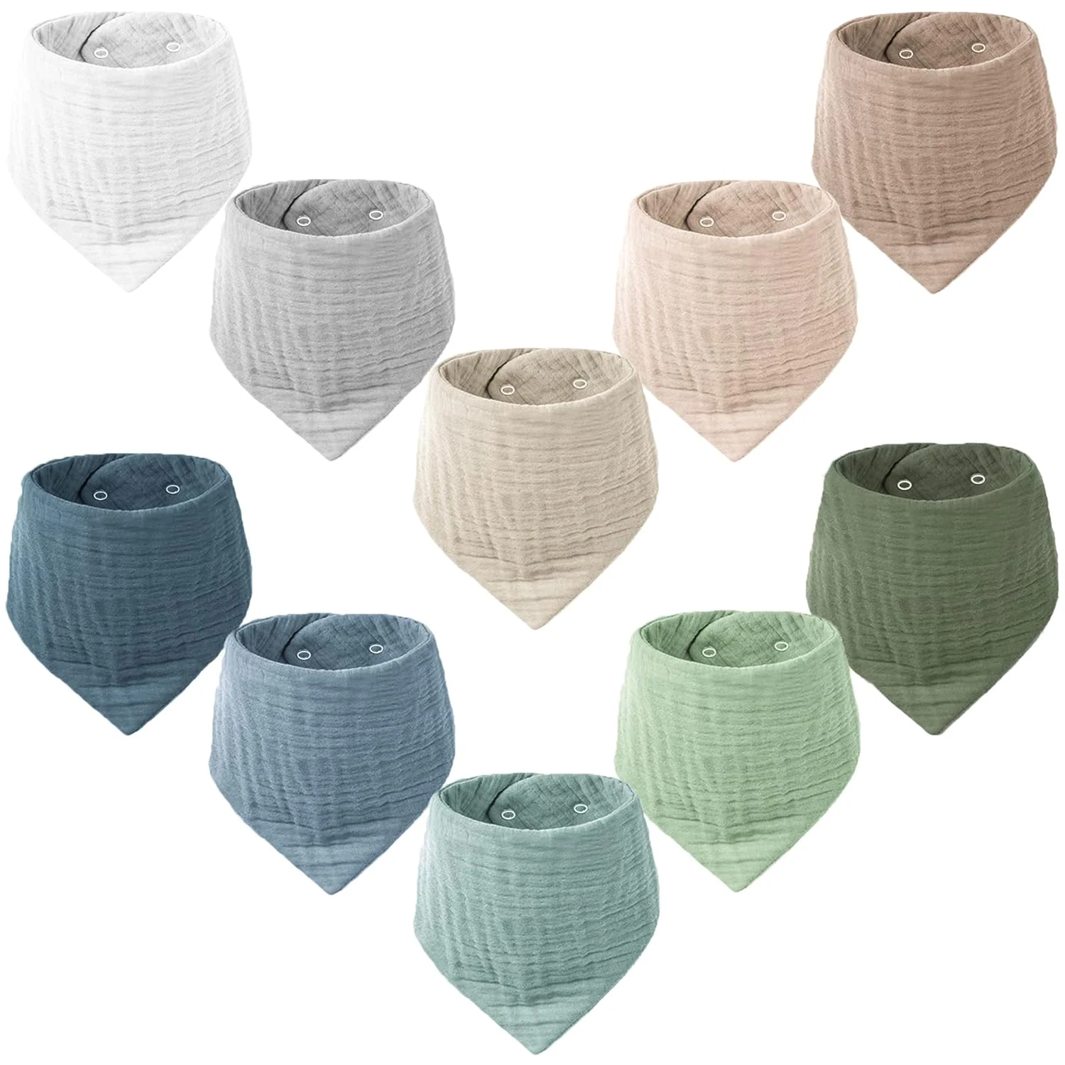 10pcs Muslin Baby Bibs,Baby Bandana Drool Bibs 100% Cotton for Unisex Boys Girls