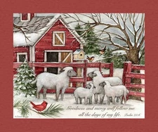 Christmas Susan Winget Lord Shepherd Sheep Barn Cotton Fabric CP69600 36" Panel