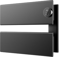 Wall-Mounted Electric Towel Warmer with Timer, Waterproof Aluminum, Black