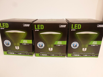 (3) LED GREEN PAR38 FLOOD LIGHT WEATHERPROOF Indoor Outdoor Bulb Feit Electric 