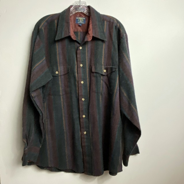 Salmon River Traders Mens Plaid Shirt Size XL Brown Maroon Button Down