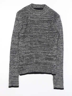 Topshop Damen grau Rundhals Acrylmischung Pullover Größe 6