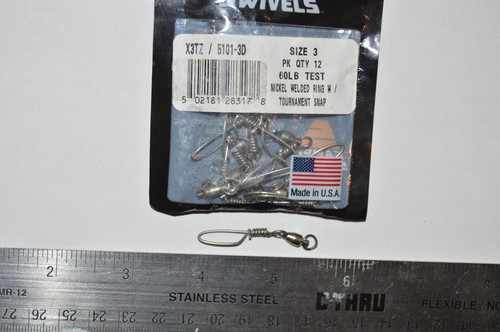 sampo swivels ball bearing swivel tournament snap size 3 60lb nickel welded ring - Picture 2 of 4