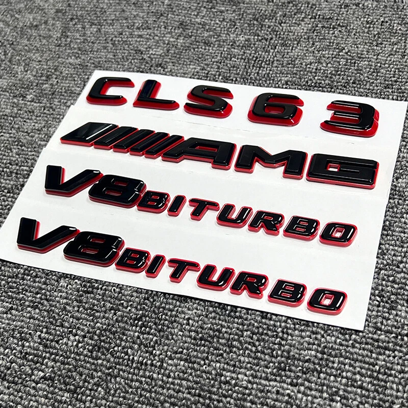 Juego de pegatinas emblema biturbo negro rojo CLS63 AMG V8 para Mercedes Benz/CLS63 Foto 2 de 2
