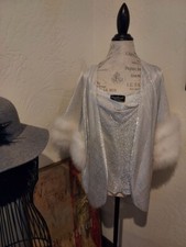 OOH-LA-LA CHECK OUT THIS VINTAGE FESTIVE 2PC SILVER LAME CAMISOLE  TOPPER