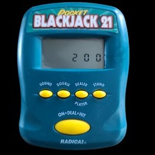 Radica 1997 Pocket Blackjack 21 Casino Electronic Hand Held Game Tested Work VTG