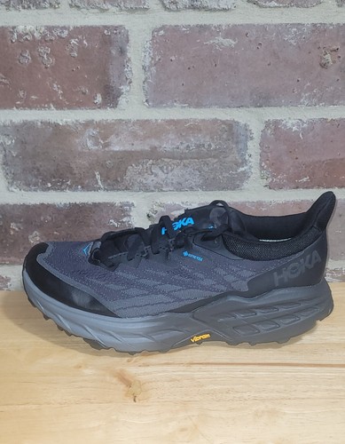 Neu Herren Hoka Speedgoat 5 GTX Spike GoreTex Trail Laufschuhe schwarz grau Gr. 12