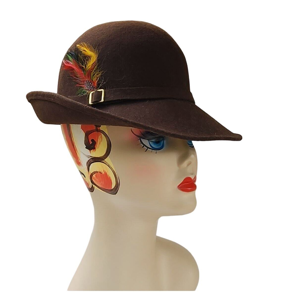Vintage Tally-Ho Wool Sloping Brim Fedora Hat O/S Brown Made in Brazil Vintage Tally-Ho Wool Sloping Brim Fedora Hat O/S Brown Made  main image 3