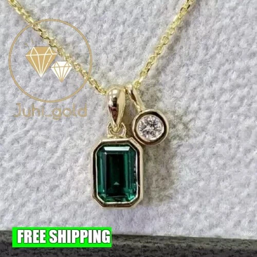 VETEMENTS Ciondolo Beauty Donna Placcato Oro Giallo 14K 3Ct Smeraldo Simulato Verde Smeraldo