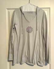 Life is Good Crusher-Lite Women's XL Gray Pullover Hoodie V-Neck Graphic Logo