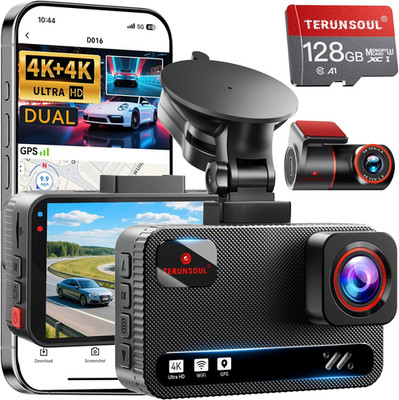 4K+4K Dash Cam Front & Rear WiFi GPS 128GB 24H Parking 170° Wide