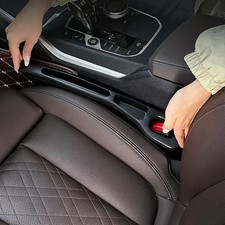 2pc Car Seat Gap Filler Organiser Black Double Groove Storage Interior Accessory