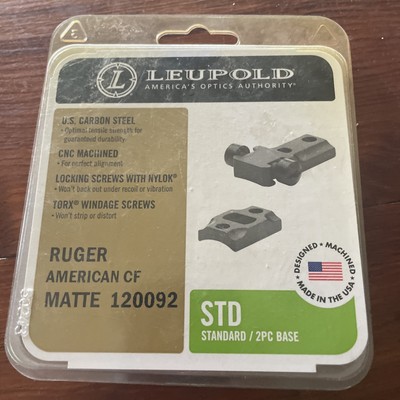 LEUPOLD STD STANDARD Ruger American RVR 2-PIECE Matte BLACK #120092 NEW 
