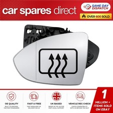 VW GOLF MK7 2012-2020 CONVEX LEFT PASSENGERS HEATED WING MIRROR GLASS