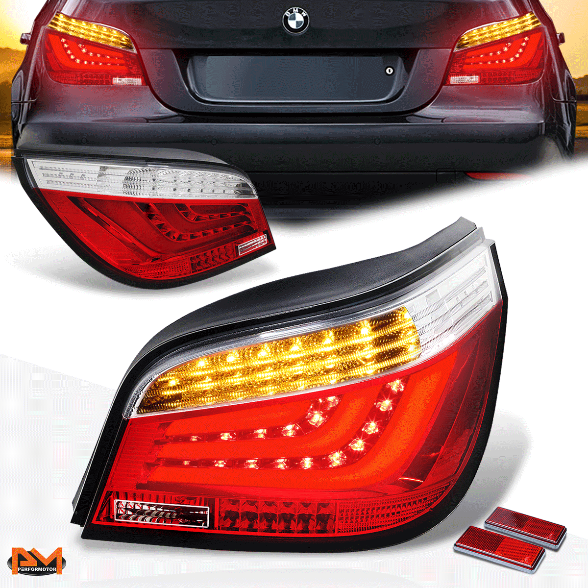 For 04-07 BMW 5-Series E60/M5 3D LED Streak Tail Light Brake/Stop