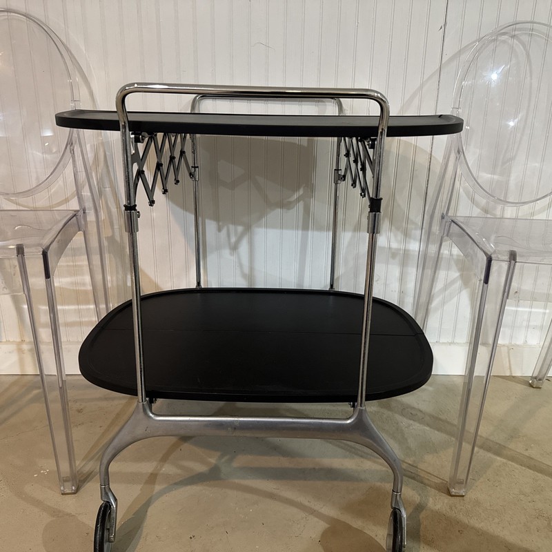 Kartell Black Gastone Chrome Folding Trolley Bar Cart Citterio & Low designers