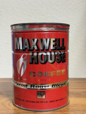 Maxwell House Red Vend Roast Blend Correct Lid 17 Key Wind Coffee Tin Can