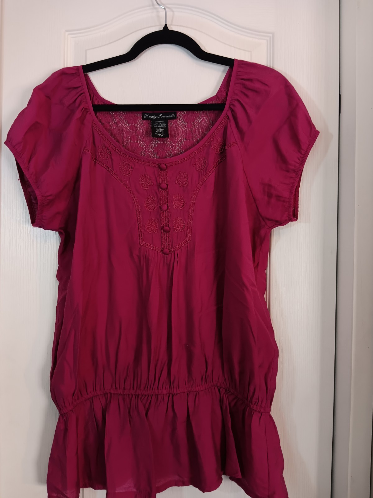 Simply Irresistible Women's Short Sleeve Blouse Pink Size Large