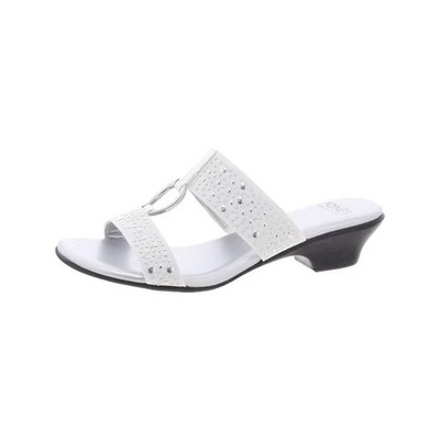 Jones New York Eanna Embellished Slip-On Wedge Sandals White Women's Size 6.5 M