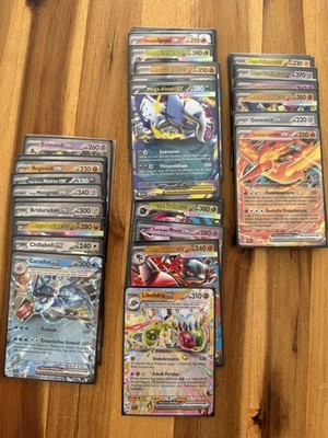 100 Pokemon Karten Sammlung, Deutsch Holos/Glitzer, Selten + Ex/V Karte Orginal